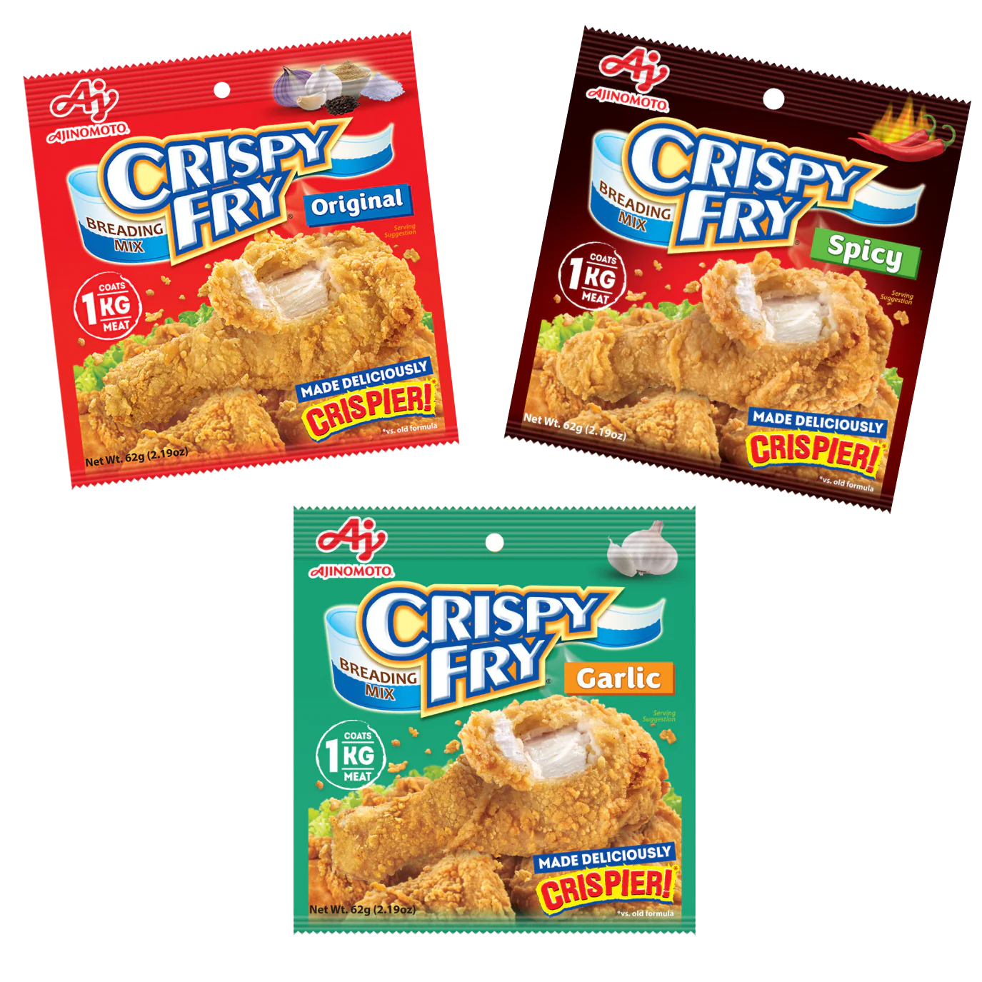 Crispy Fry Breading Mix 62g (Original, Spicy, Garlic)