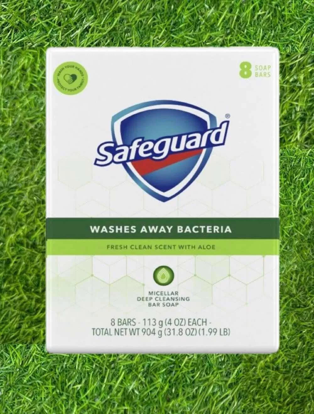 Safeguard Bar Soap Fresh Green Scent with Aloe (4 Bars or 8 Bars)